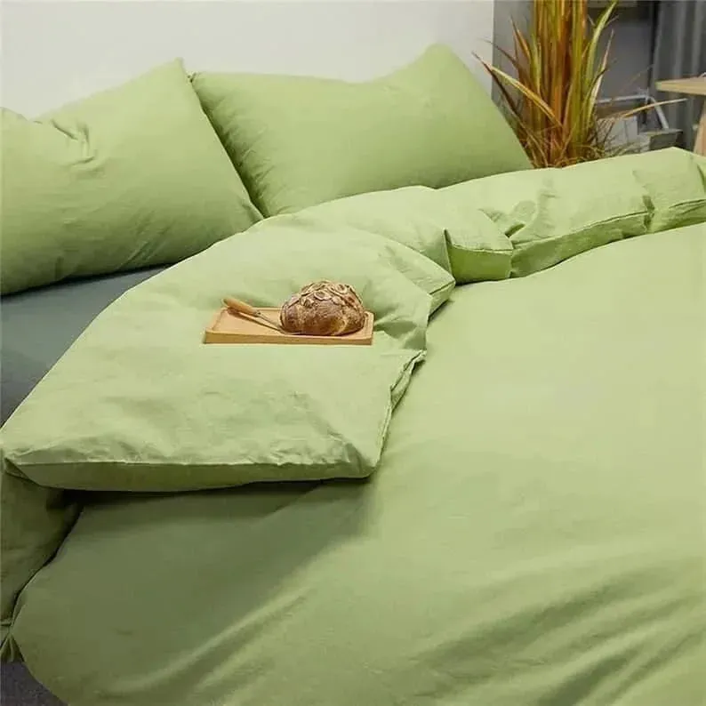100% Cotton Duvet Cover Set - Parrot Green