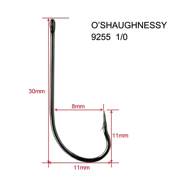 100 pcs 1/0 Chemically Sharpened O'Shaughnessy Hooks Fishing Tackle