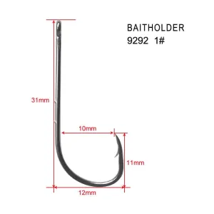 100 x 1# Chemically Sharpened Baitholder Hooks Straight eyes Fishing Tackle