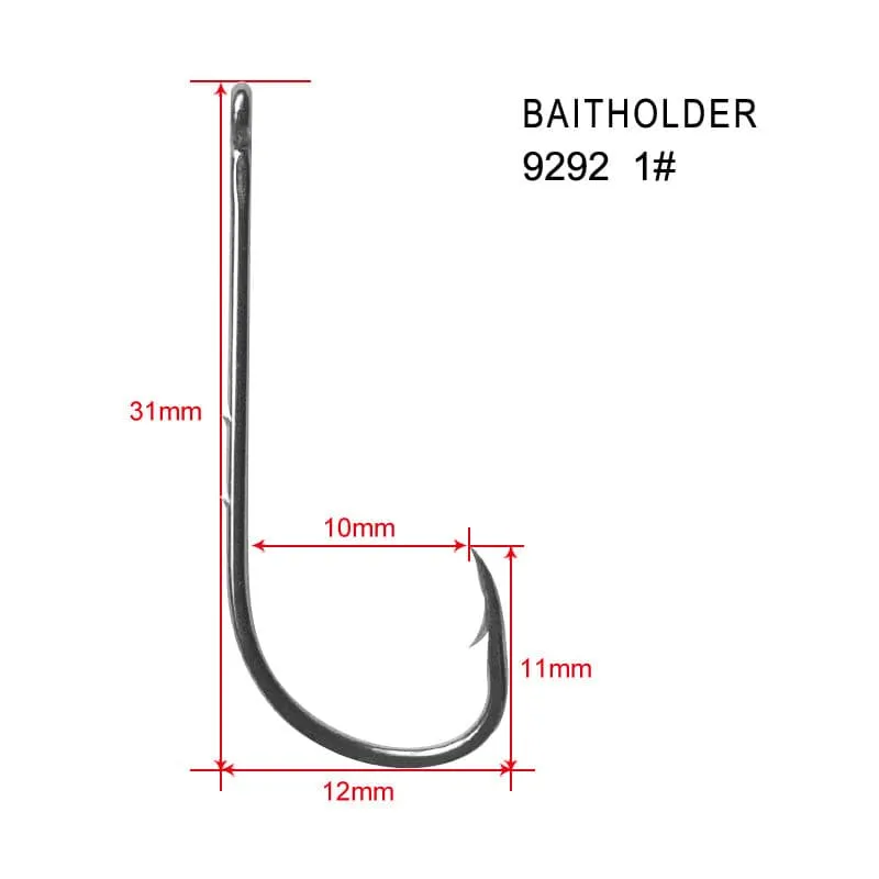 100 x 1# Chemically Sharpened Baitholder Hooks Straight eyes Fishing Tackle