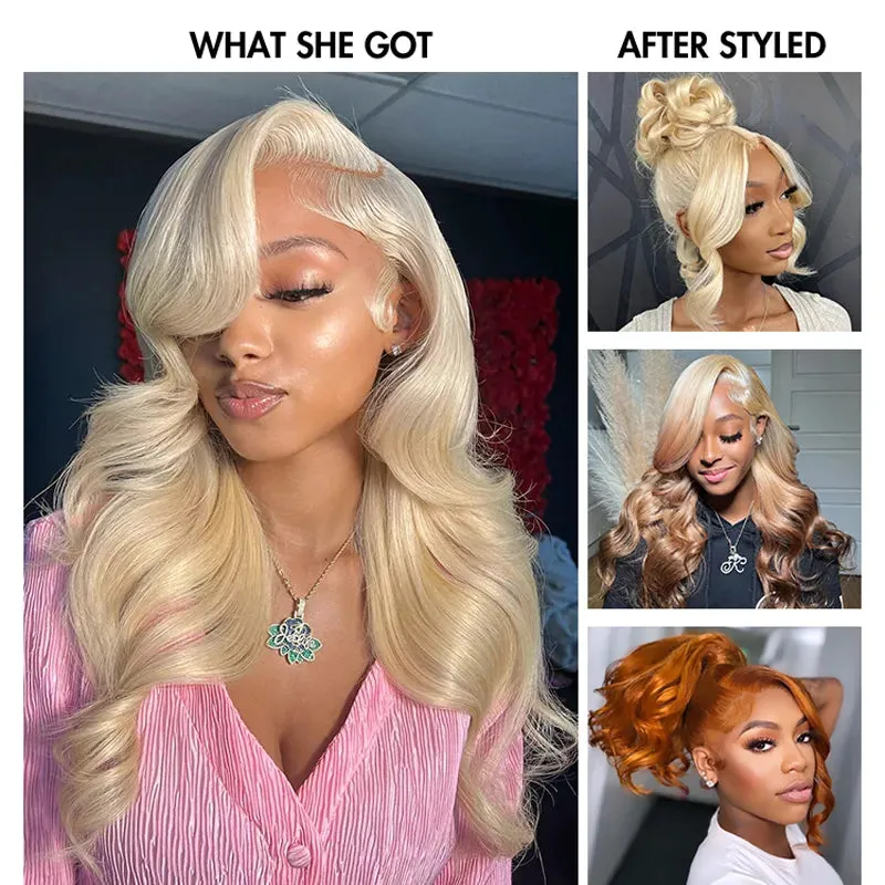14-inch Blonde 3D Body Wave 360 Lace Frontal With Invisi Strap Glueless Wig Fresh Length