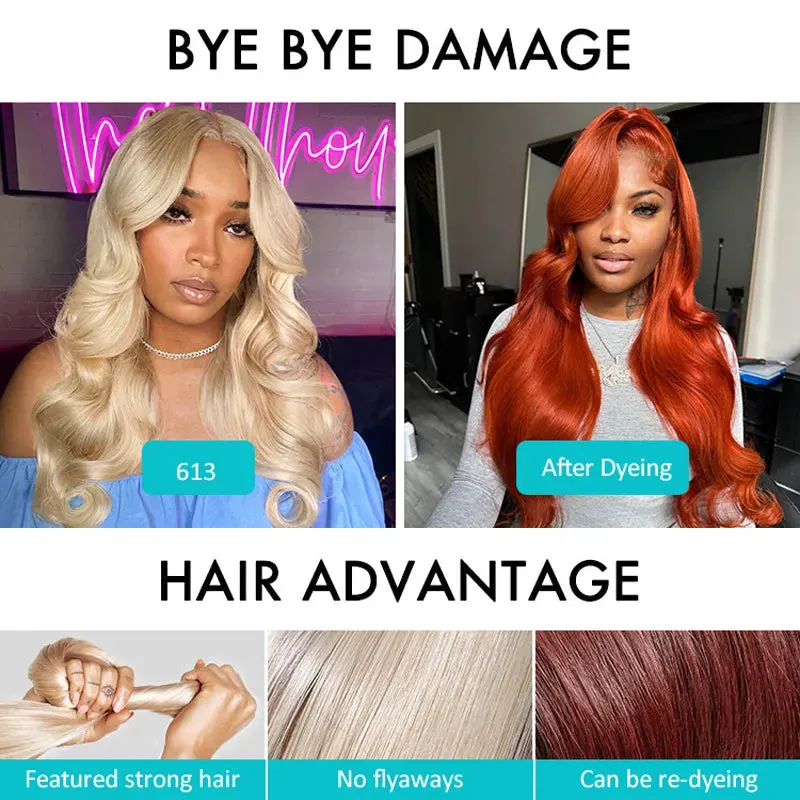 14-inch Blonde 3D Body Wave 360 Lace Frontal With Invisi Strap Glueless Wig Fresh Length