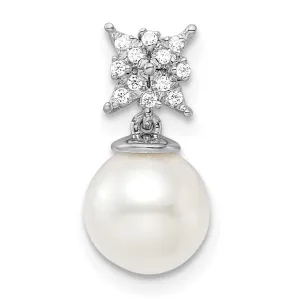 14k White Gold Freshwater Cultured Pearl & Diamond Chain Slide