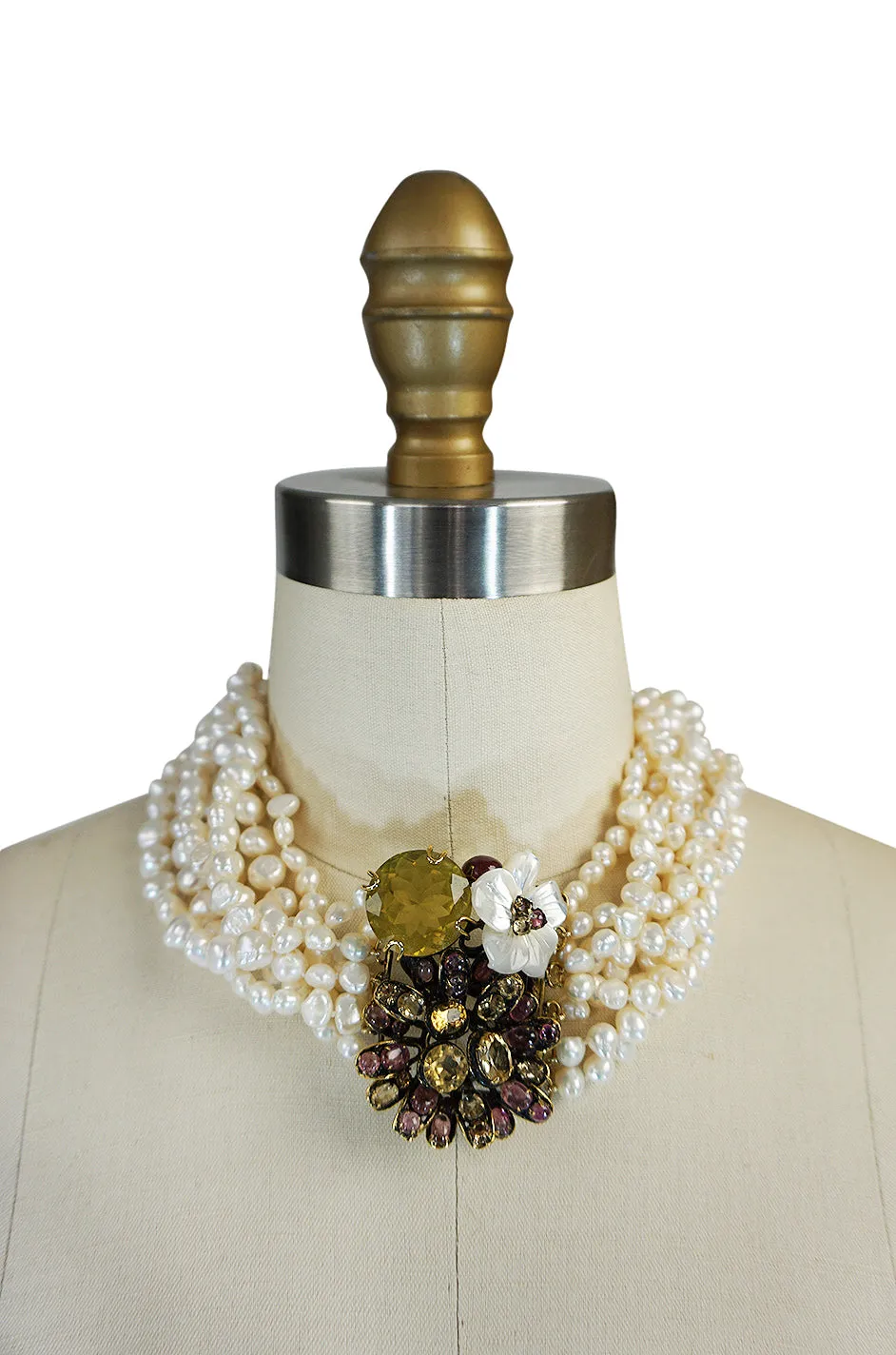 1990s Iradj Moini Multi-Strand Freshwater Pearl Choker Necklace