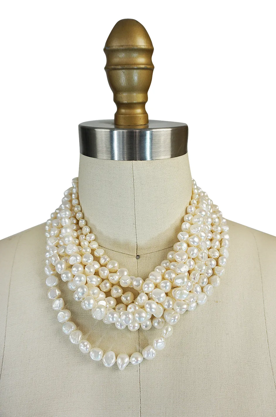 1990s Iradj Moini Multi-Strand Freshwater Pearl Choker Necklace