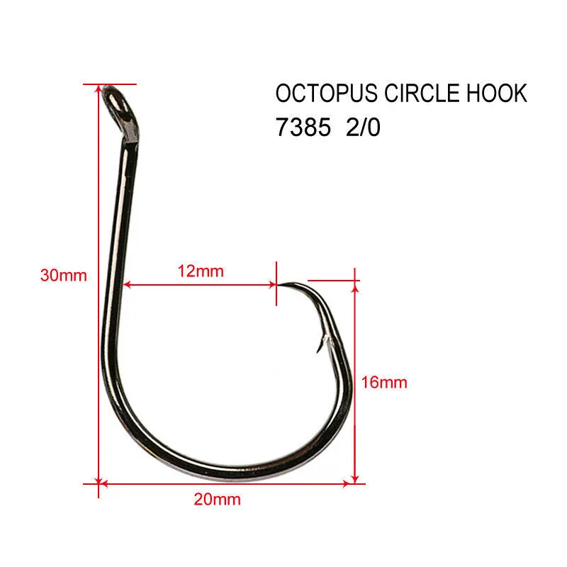200 x #2/0 Chemically Sharpened Octopus Circle Hooks Fishing Tackle