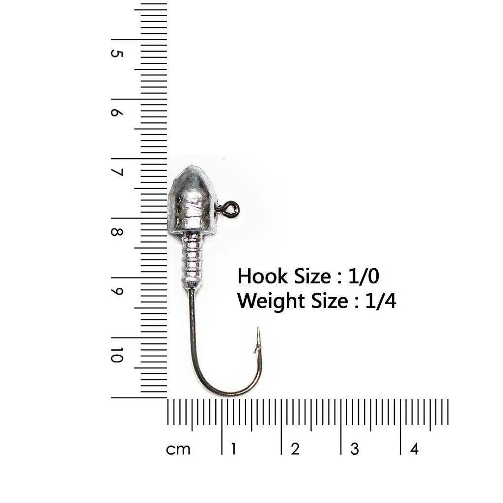 20pcs 1/0,1/4OZ Jig Heads Chemically Sharpened Hook Fishing Tackle