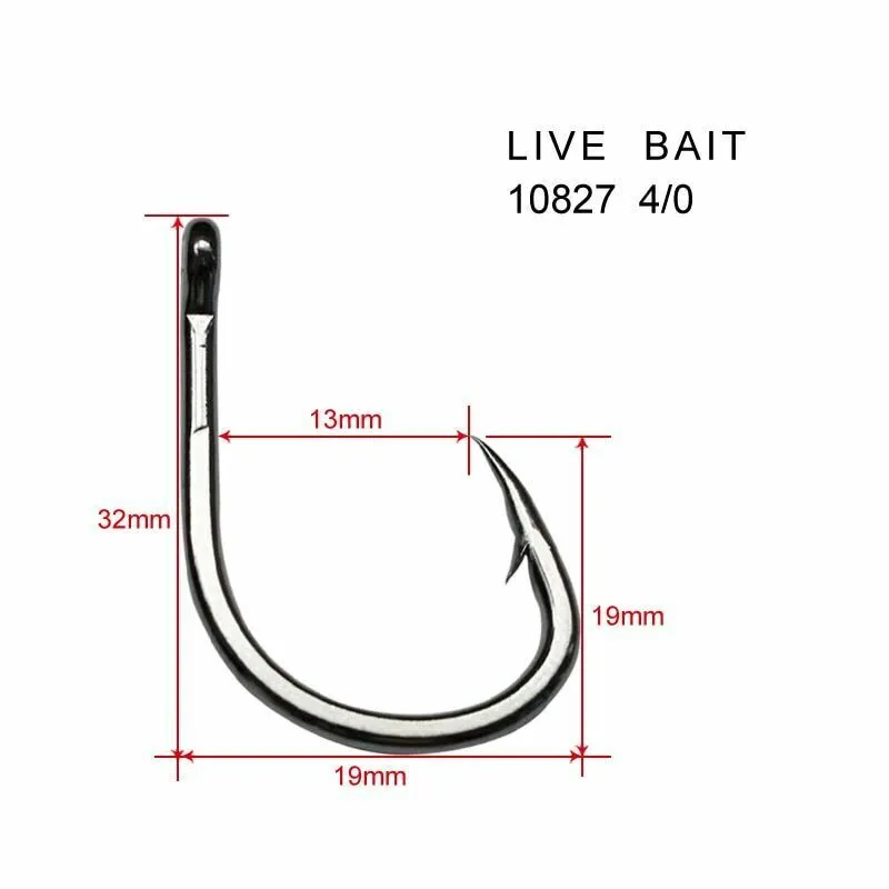 20Pcs Chemically Sharpened 4X Strong Live Bait Hooks Size 4/0 Fishing Tackle