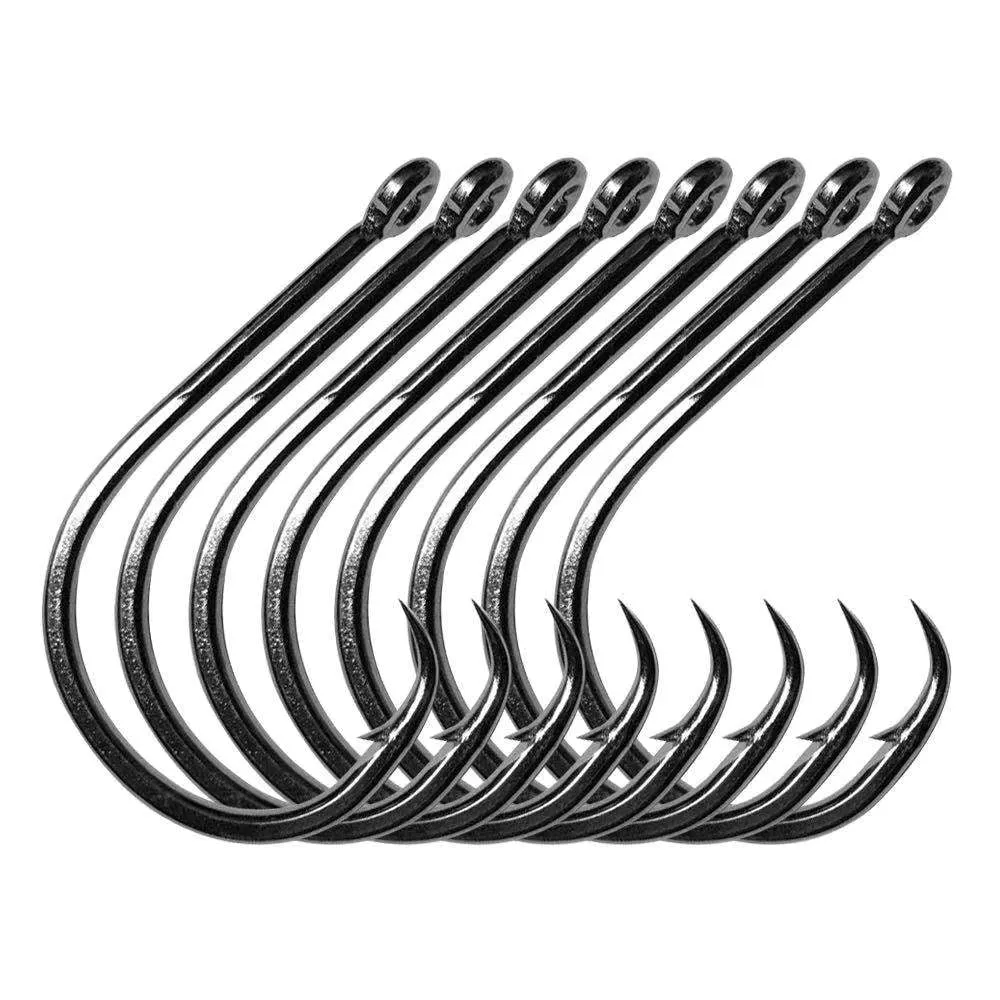 25-100pcs 2 X Strong Straight Eye Inline Circle Hooks 4/0-10/0 Fishing Tackle