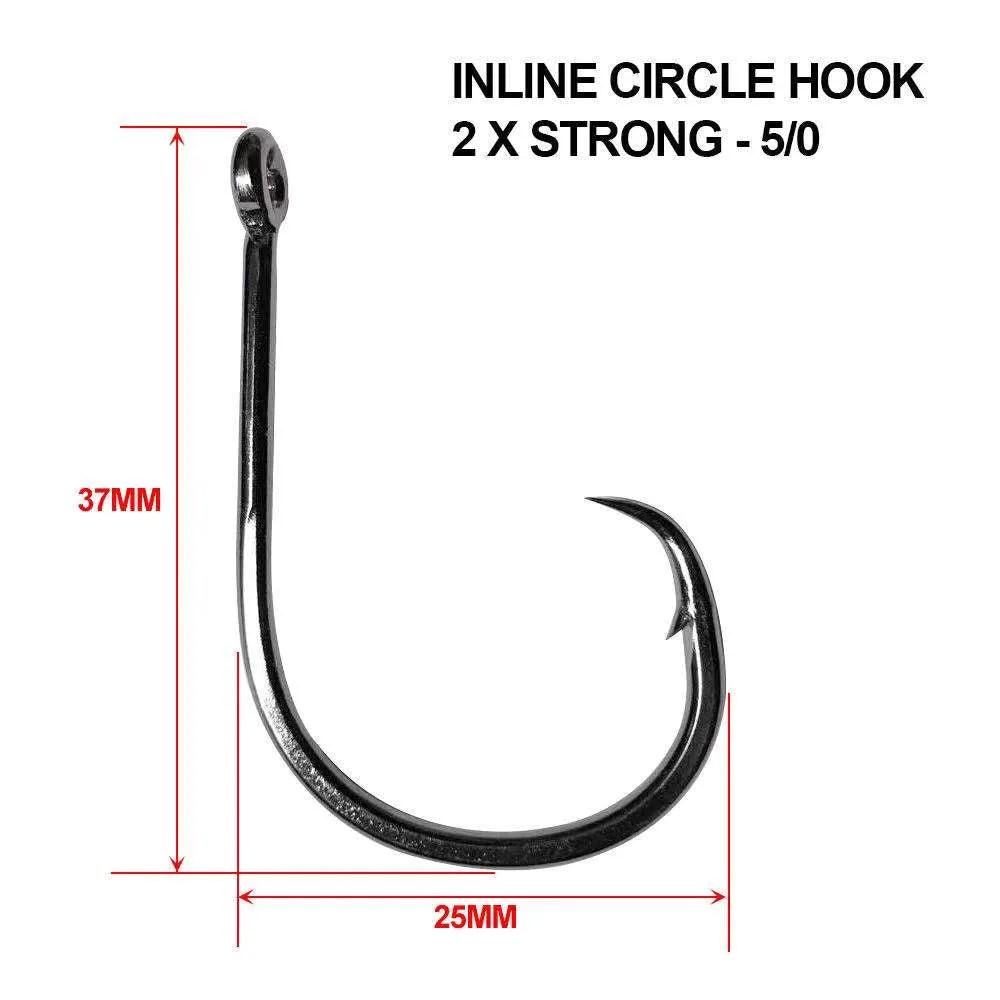 25-100pcs 2 X Strong Straight Eye Inline Circle Hooks 4/0-10/0 Fishing Tackle