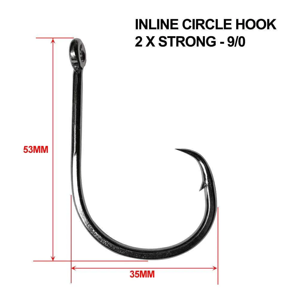 25-100pcs 2 X Strong Straight Eye Inline Circle Hooks 4/0-10/0 Fishing Tackle