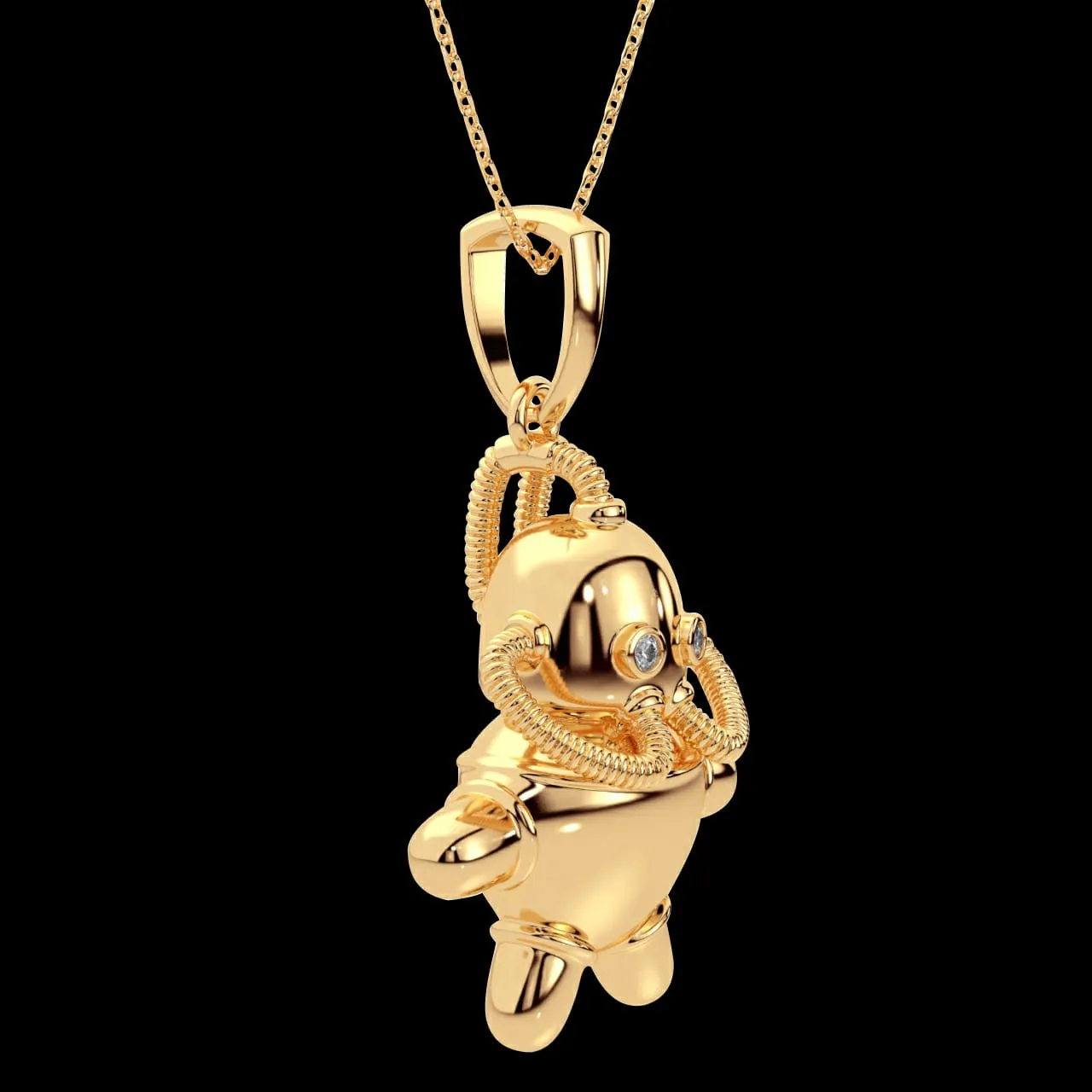 3D SWIMMING ROBOT NECKLACE 2.0 (GOLD)