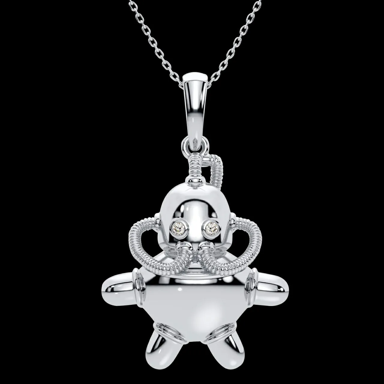 3D SWIMMING ROBOT NECKLACE 2.0 (SILVER)