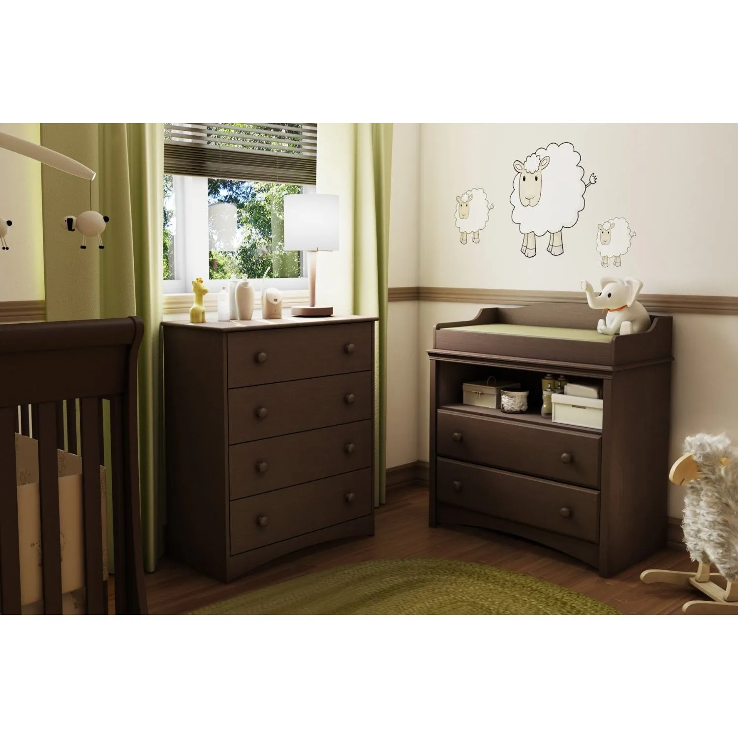 4 Drawer Child Bedroom Chest in Espresso Finish - Great for Nursery