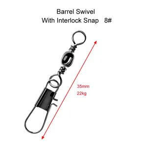 50 x Barrel Swivels InterlockSnap Size 8# Fishing Tackle
