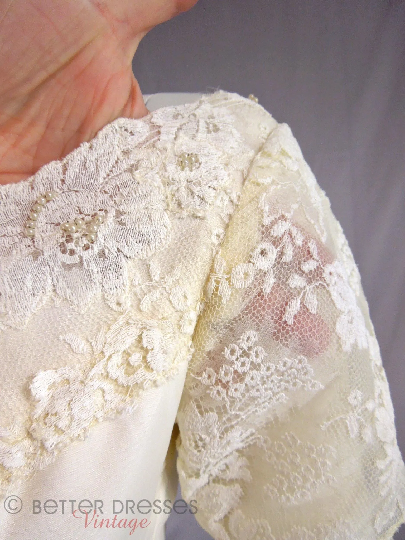 60s Organza and Lace Wedding Gown