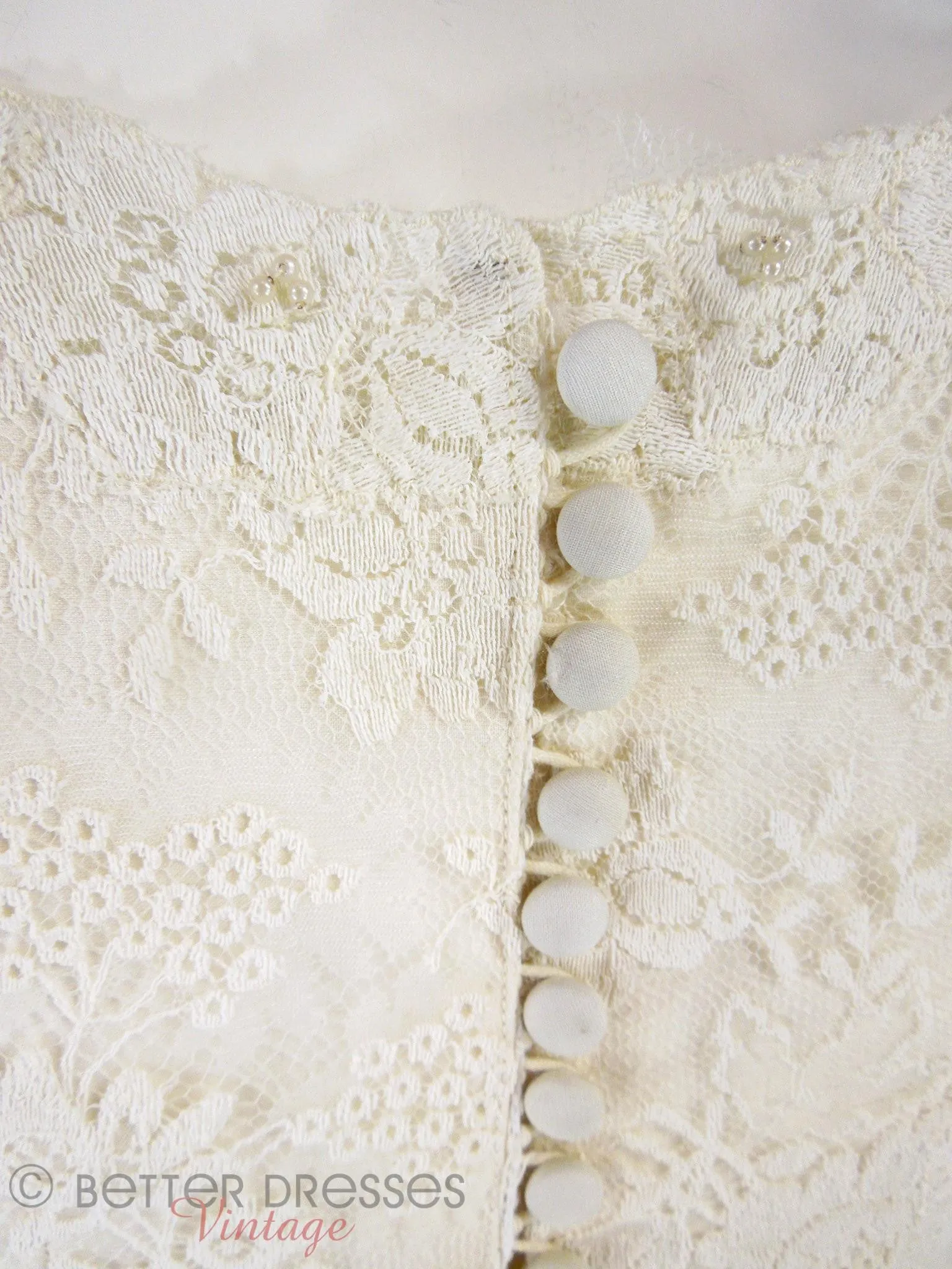 60s Organza and Lace Wedding Gown