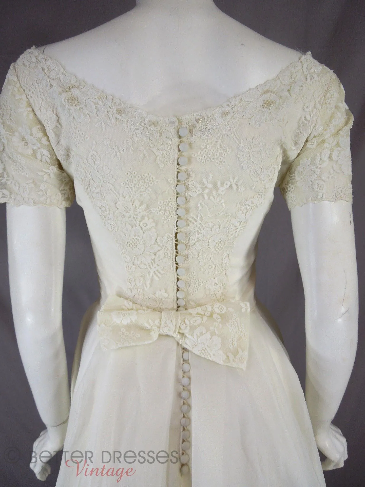 60s Organza and Lace Wedding Gown