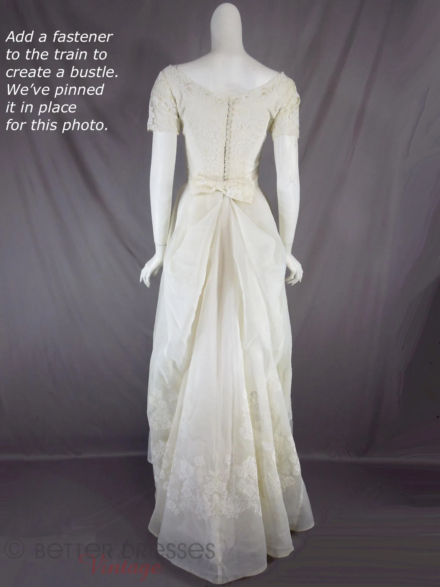 60s Organza and Lace Wedding Gown