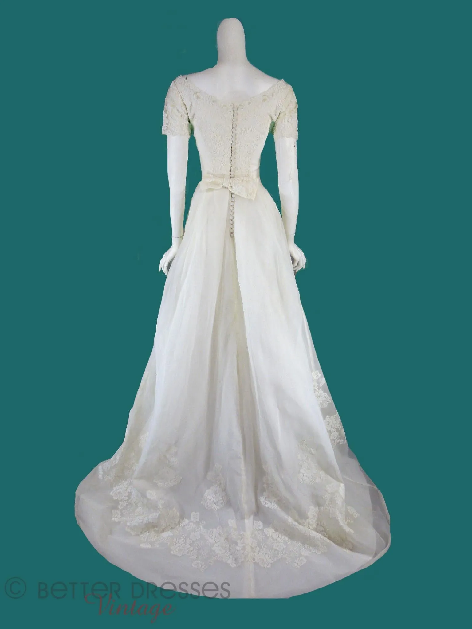 60s Organza and Lace Wedding Gown