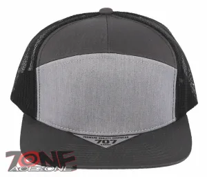 7 PANEL FLAT BILL SNAPBACK TRUCKER BASEBALL CAP HAT CHARCOAL GRAY LIGHT GRAY