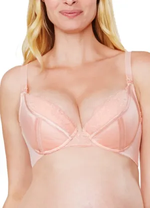 9891O (PINK) Stretchy Satin Plunge Maternity & Nursing Bra