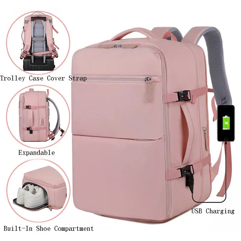 Airplane Travel Backpack Cabin Laptop Camping Casual Large Nylon Waterproof Carry On Trolly With Shoe Compartment For Ryanair