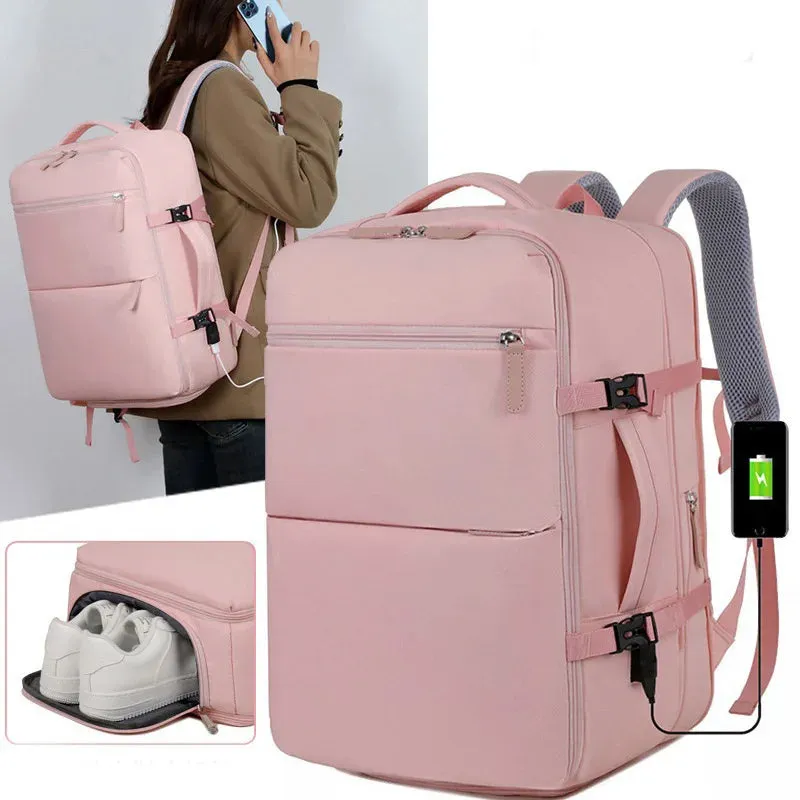 Airplane Travel Backpack Cabin Laptop Camping Casual Large Nylon Waterproof Carry On Trolly With Shoe Compartment For Ryanair
