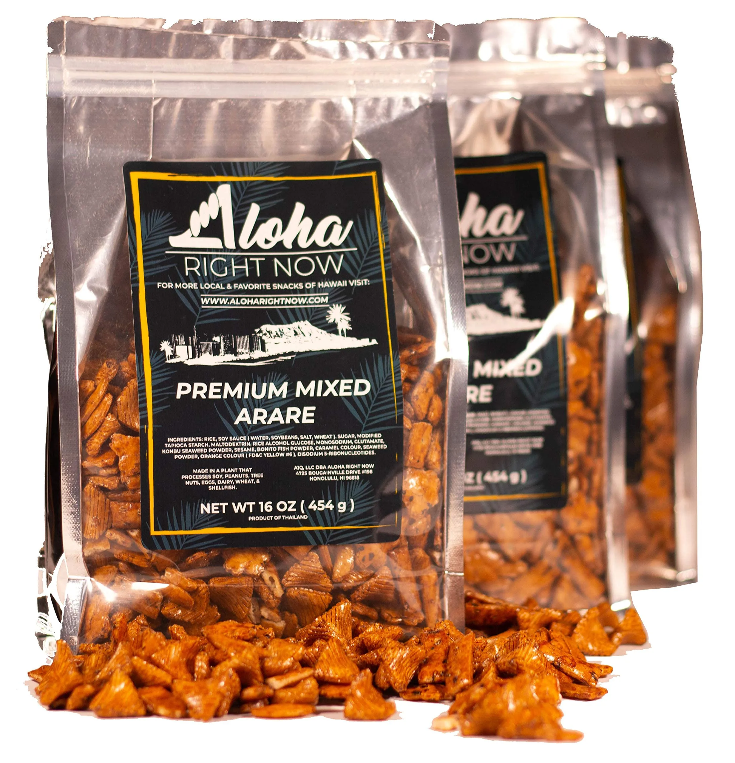 Aloha Right Now Premium Mixed Arare Rice Crackers Mochi Crunch Japanese Hawaiian Style Asian Snack Mix 1LB 16oz