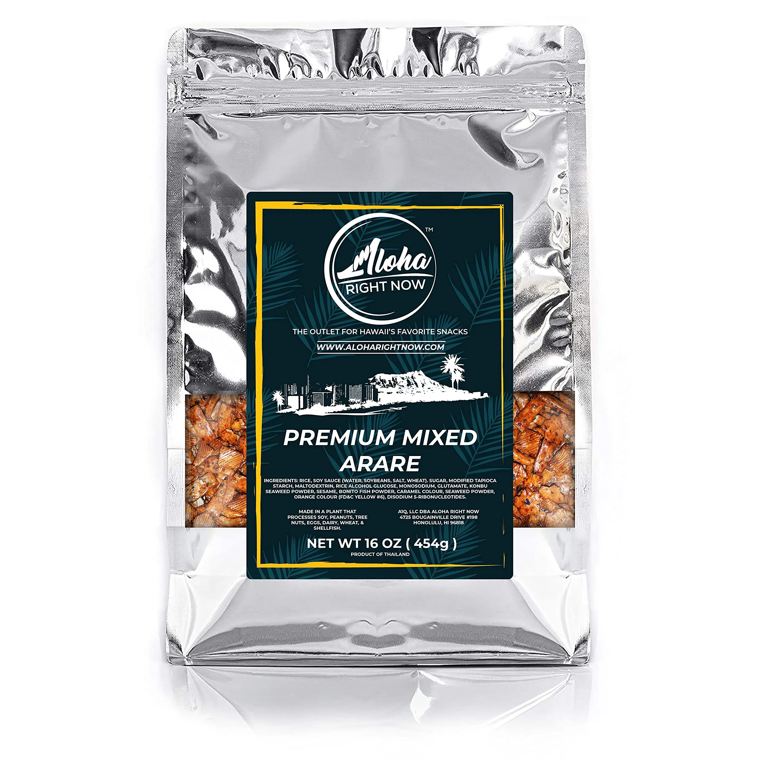 Aloha Right Now Premium Mixed Arare Rice Crackers Mochi Crunch Japanese Hawaiian Style Asian Snack Mix 1LB 16oz