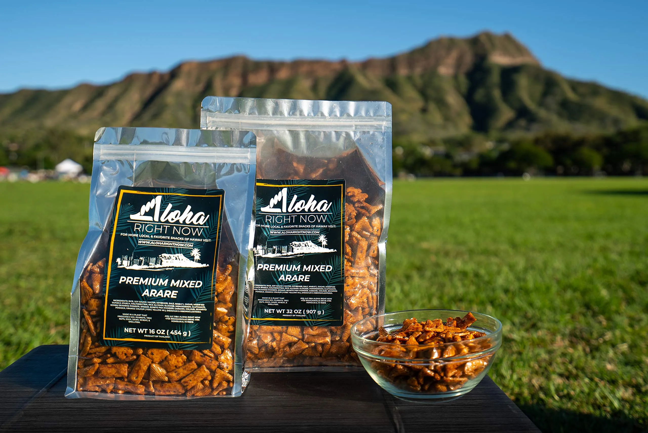 Aloha Right Now Premium Mixed Arare Rice Crackers Mochi Crunch Japanese Hawaiian Style Asian Snack Mix 1LB 16oz