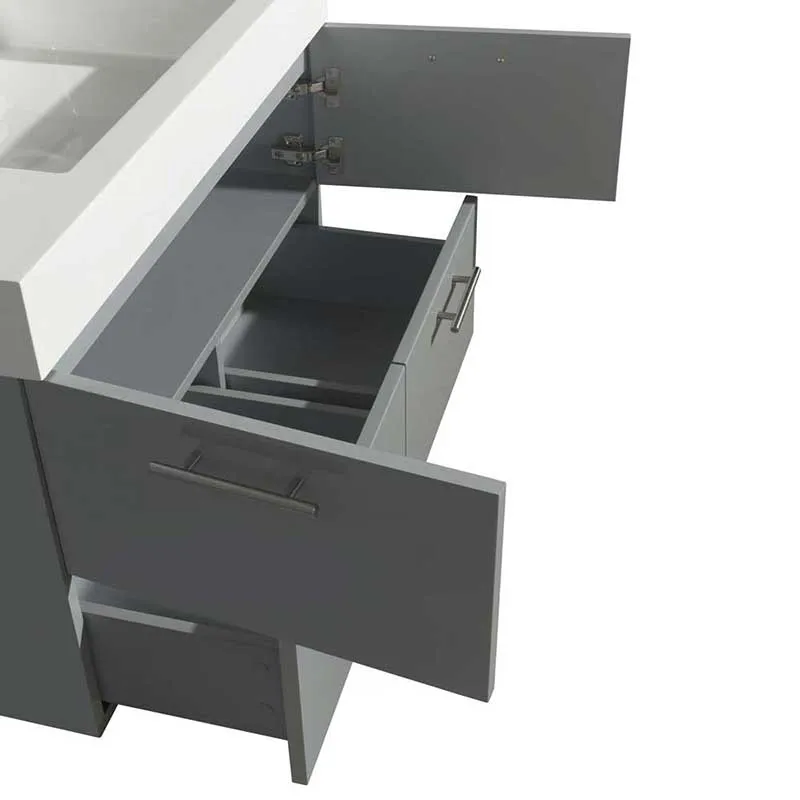 Amare 36" Single Bathroom Vanity in Dove Gray, White Man-Made Stone Countertop, Pyra White Porcelain Sink and 24" Mirror