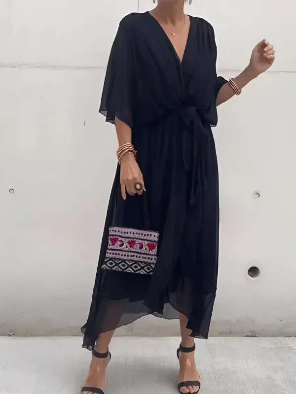 Anastasia - Long Sleeve Midi Dress with Sleeves for Effortless Elegance