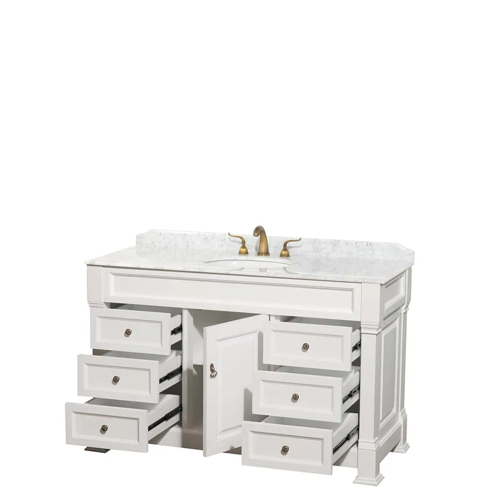 Andover 55 Inch Single Bathroom Vanity in White