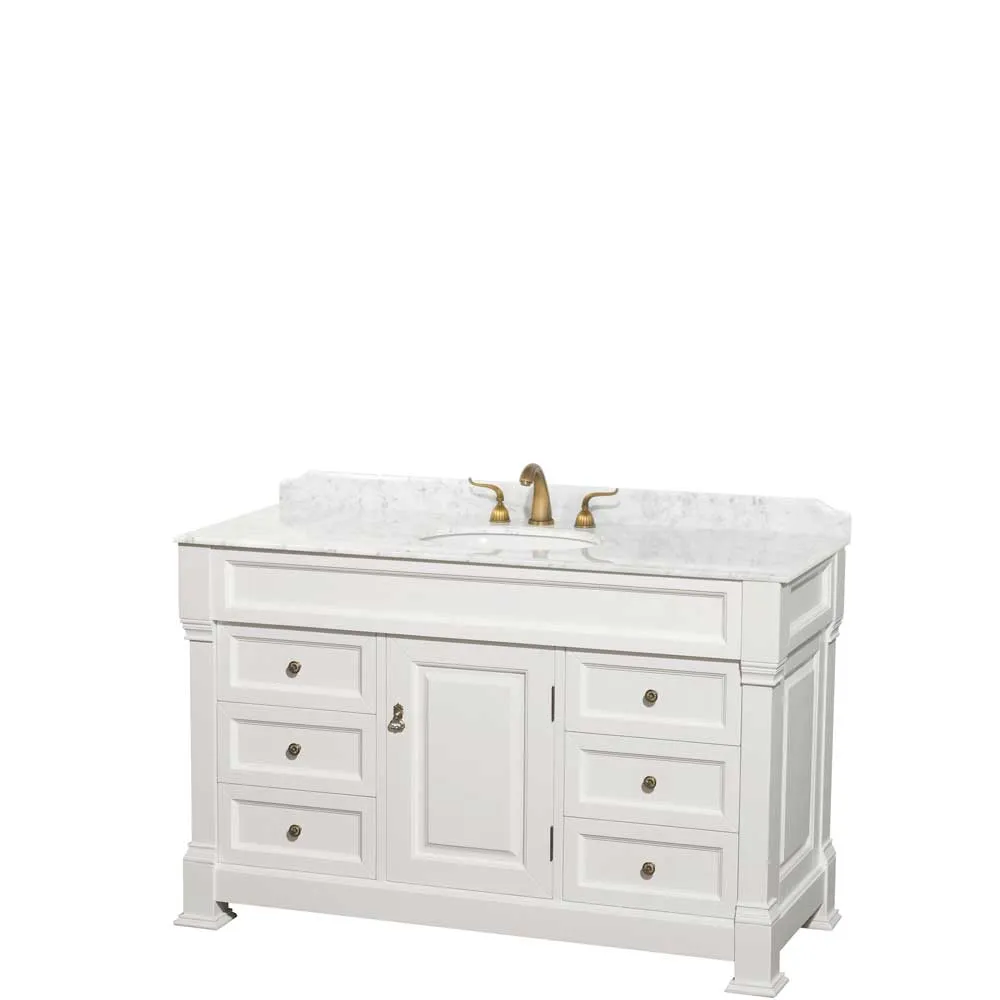 Andover 55 Inch Single Bathroom Vanity in White