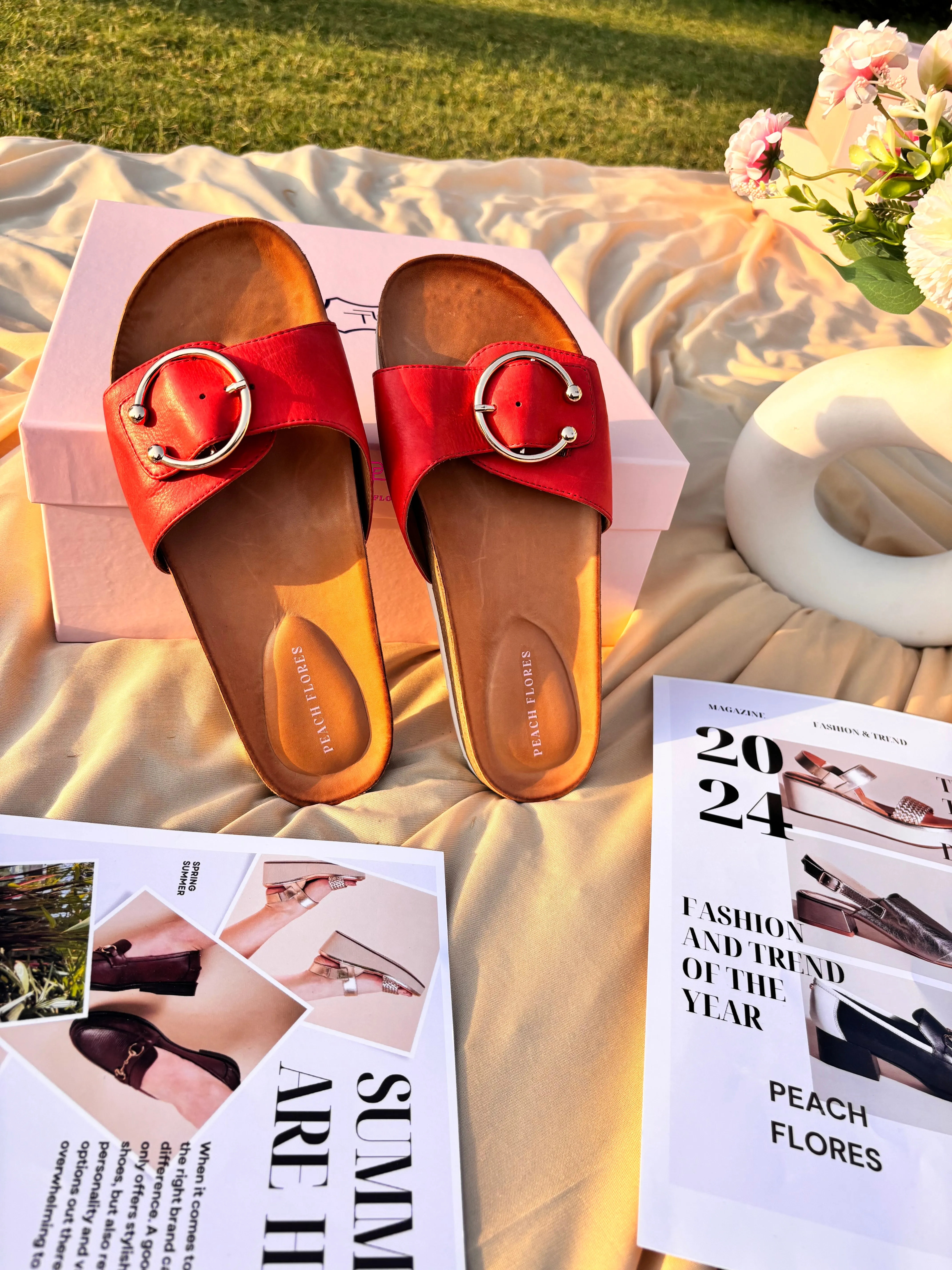 Anne Leather Slides