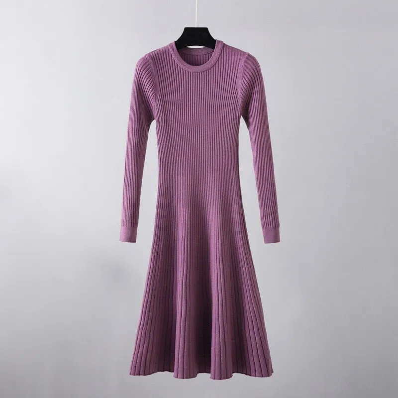 Ara - Schick Herbst Elegante Gerippte Midi Kleid für Damen