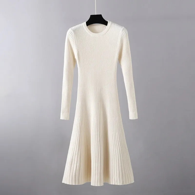Ara - Schick Herbst Elegante Gerippte Midi Kleid für Damen