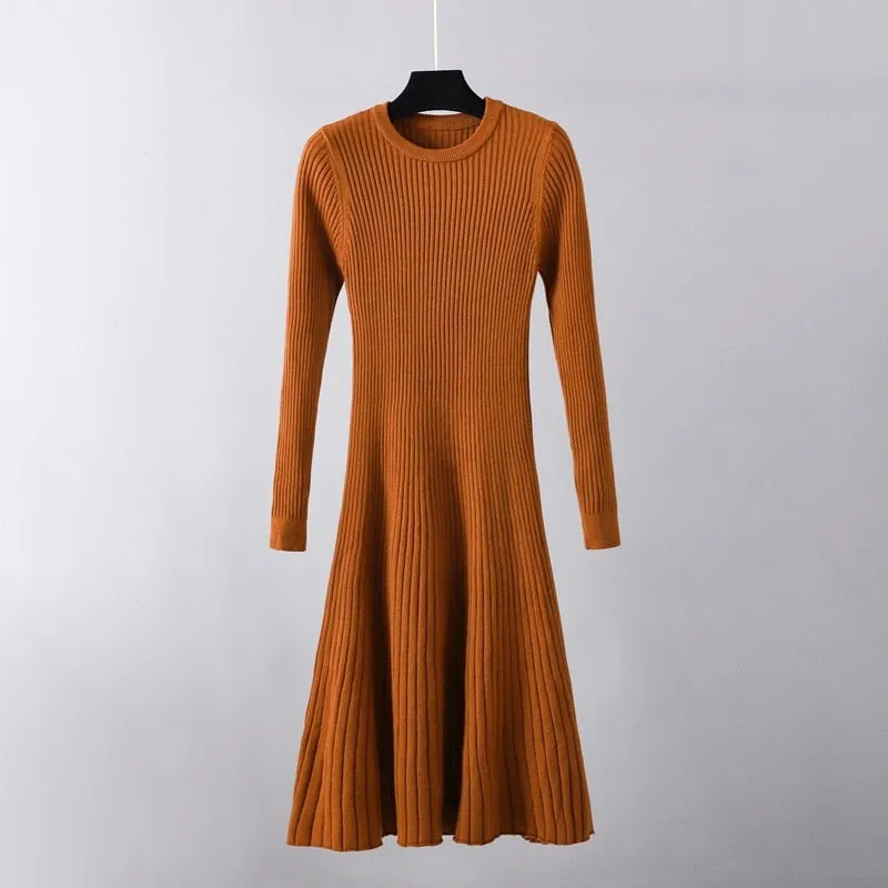 Ara - Schick Herbst Elegante Gerippte Midi Kleid für Damen