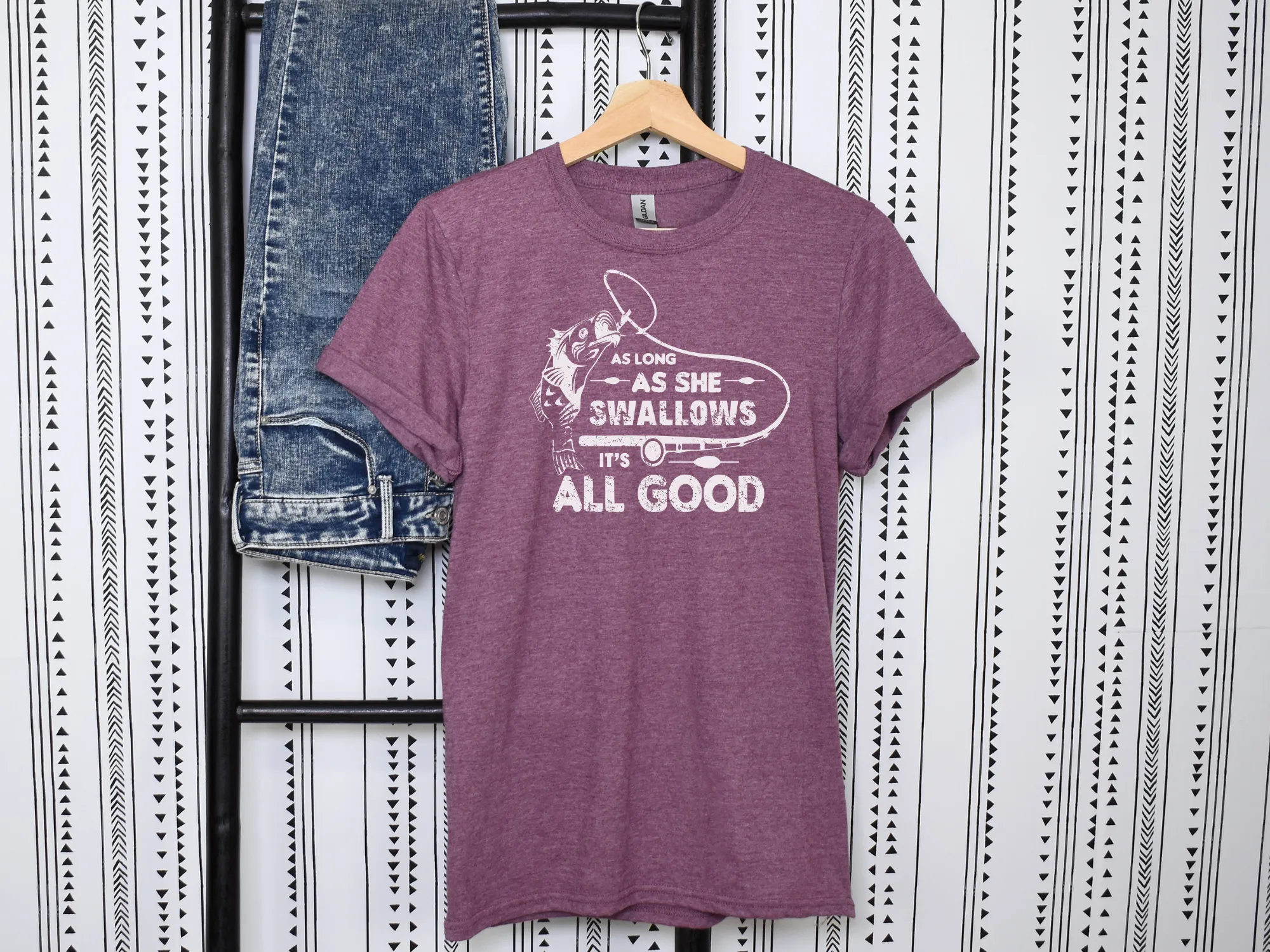 As Long As She Swallows It's All Good Fishing T-Shirt