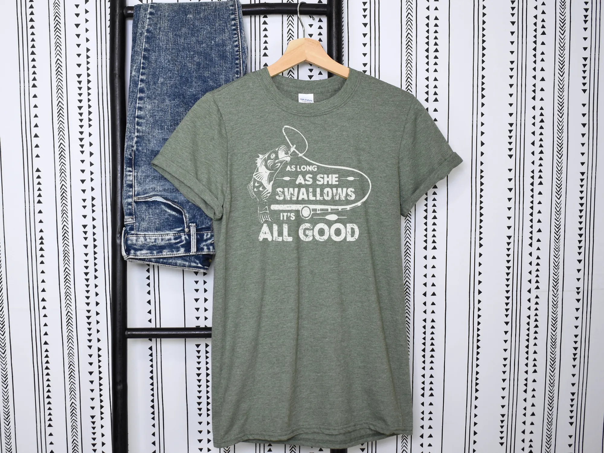 As Long As She Swallows It's All Good Fishing T-Shirt