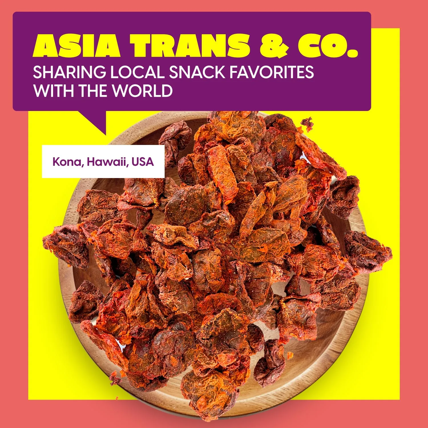 Asia Trans Seeded Red Li Hing Mui Crack Seed Plums - Hawaiian Favorite - Sweet, Sour, & Salty Dried Asian Plum