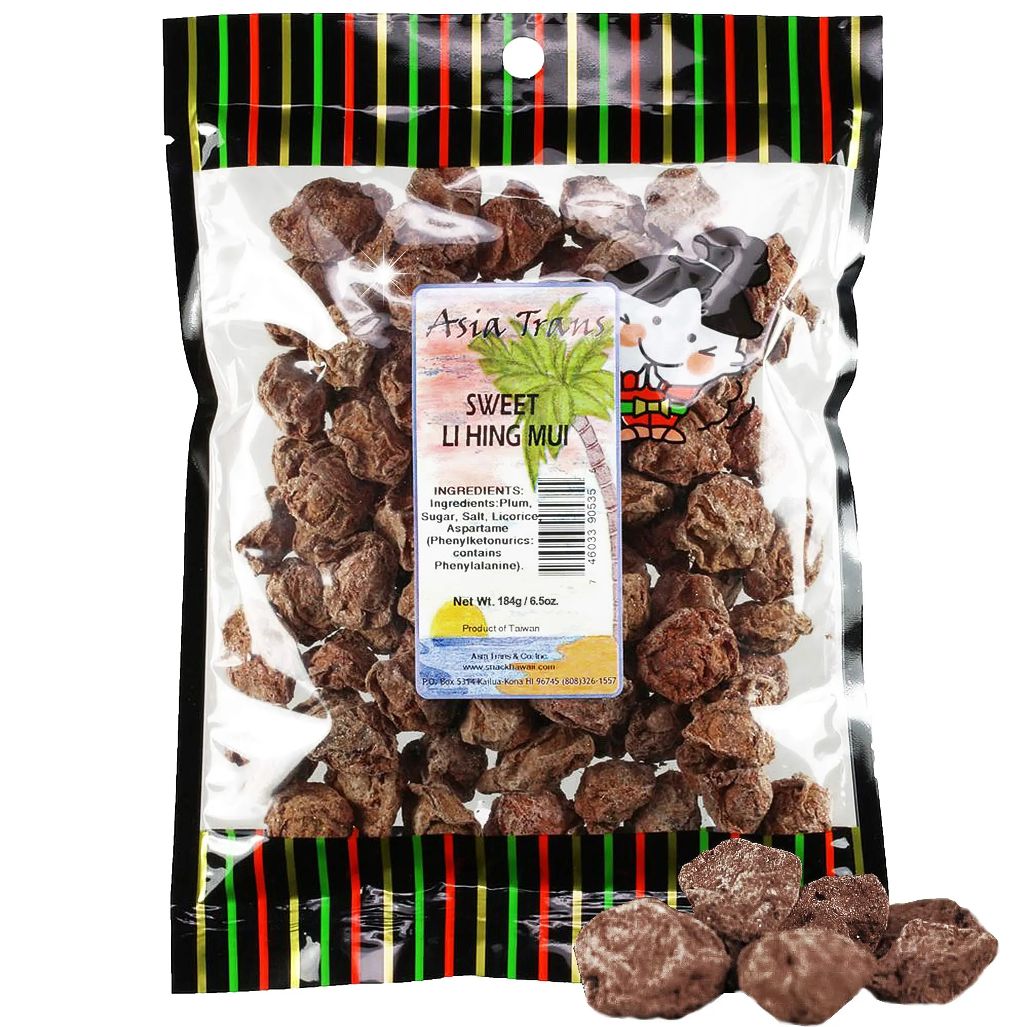 Asia Trans Seeded Red Li Hing Mui Crack Seed Plums - Hawaiian Favorite - Sweet, Sour, & Salty Dried Asian Plum