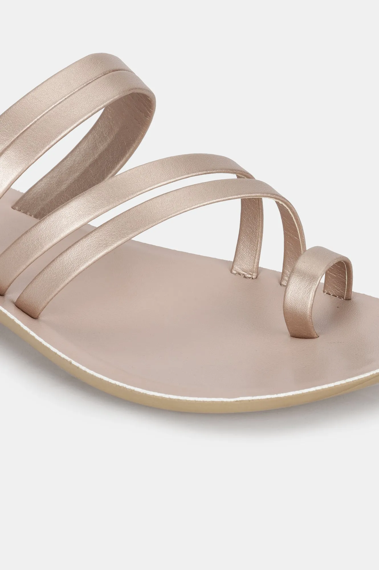 Aurelia Rose Gold Solid Almond Toe Flat-Zmelany