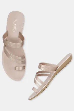 Aurelia Rose Gold Solid Almond Toe Flat-Zmelany