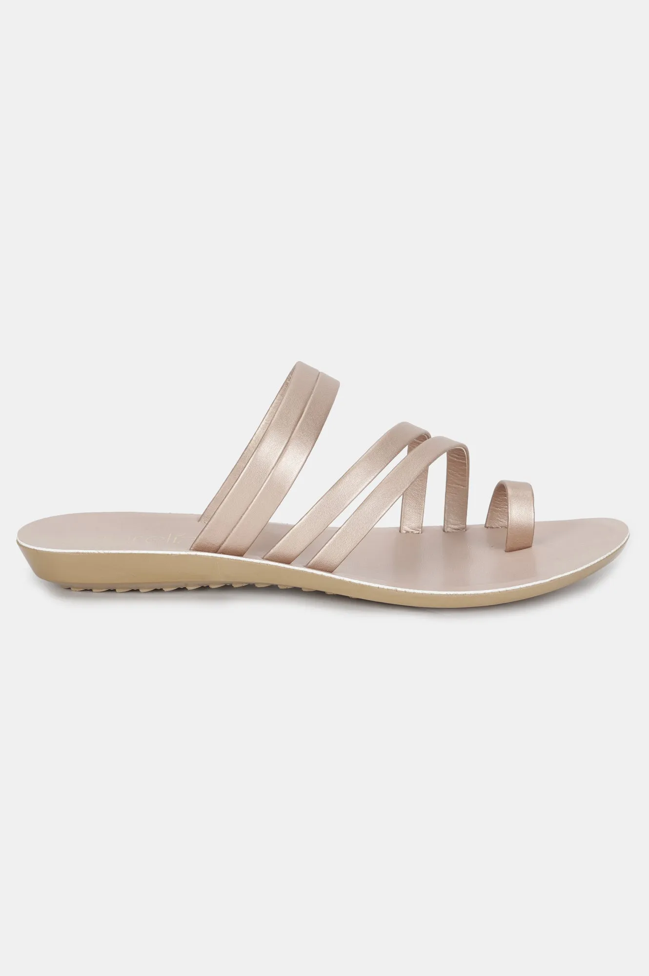 Aurelia Rose Gold Solid Almond Toe Flat-Zmelany