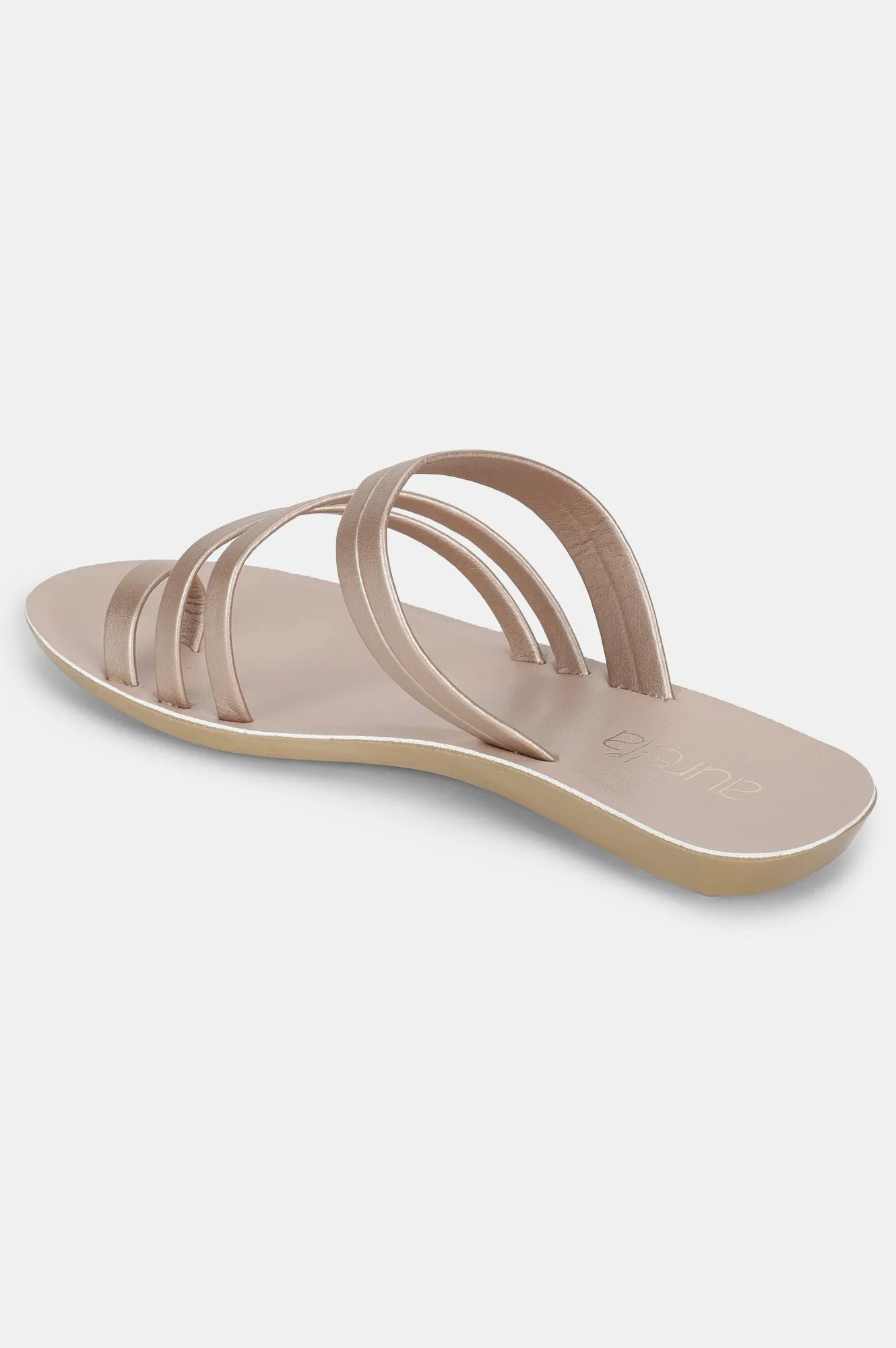 Aurelia Rose Gold Solid Almond Toe Flat-Zmelany