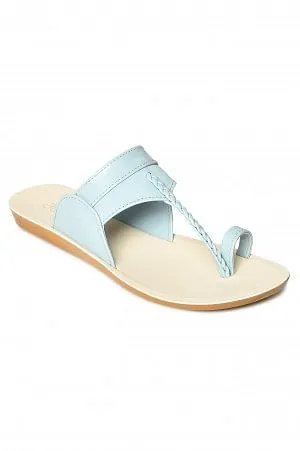 Aurelia Sky Blue Textured Almond Toe Flat
