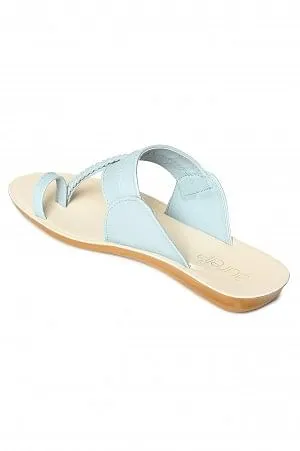 Aurelia Sky Blue Textured Almond Toe Flat