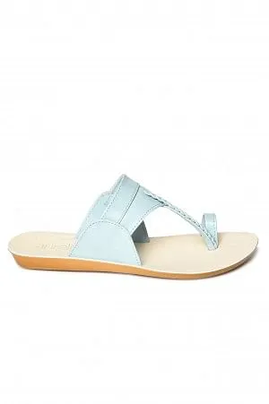 Aurelia Sky Blue Textured Almond Toe Flat